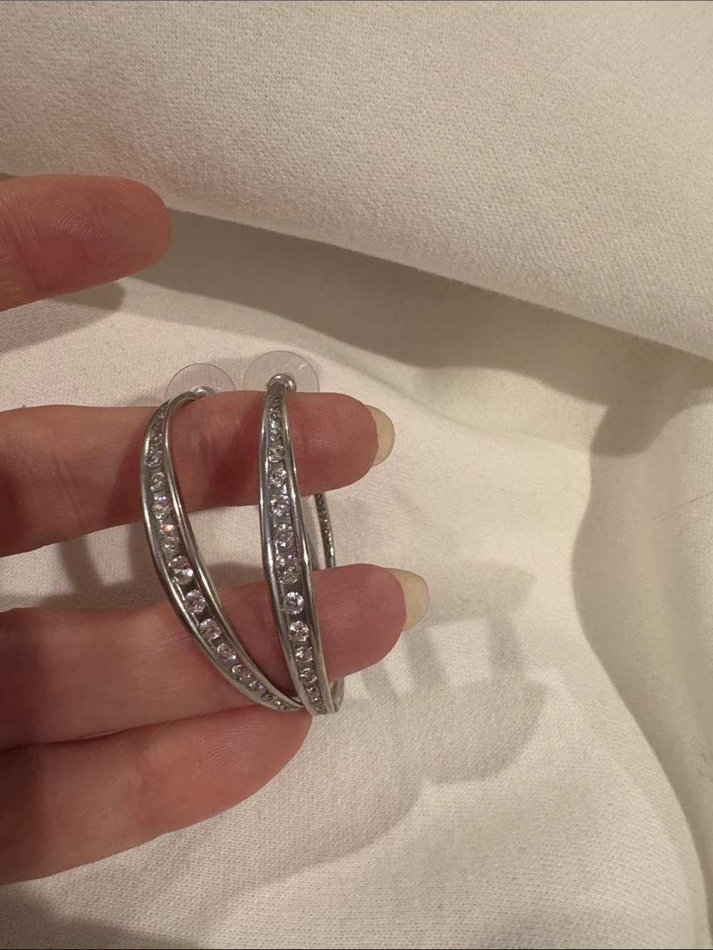 Kendra Scott- Silver Hoop Earrings with Crystal Accents